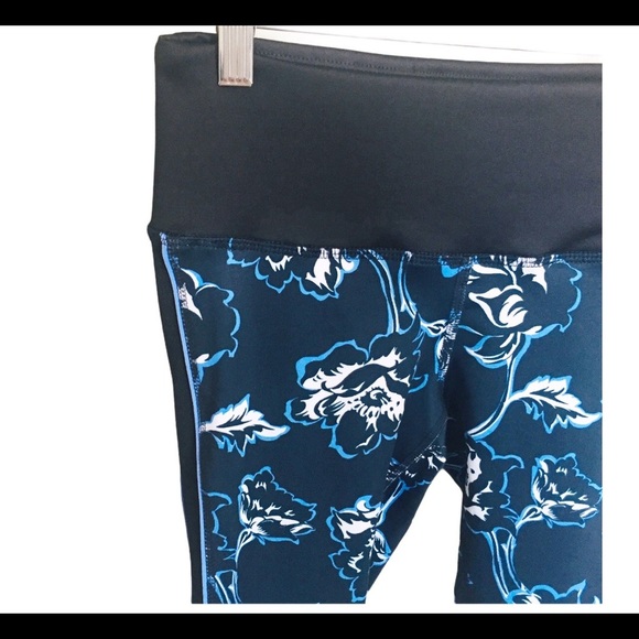 NWT JOE FRESH Floral Print Contrast Crop Leggings Blue With Elastic Waist Sz XS - Picture 4 of 8